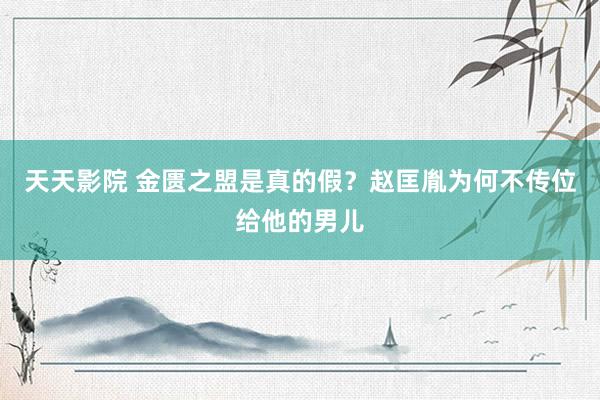 天天影院 金匮之盟是真的假？赵匡胤为何不传位给他的男儿