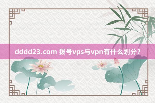 dddd23.com 拨号vps与vpn有什么划分？