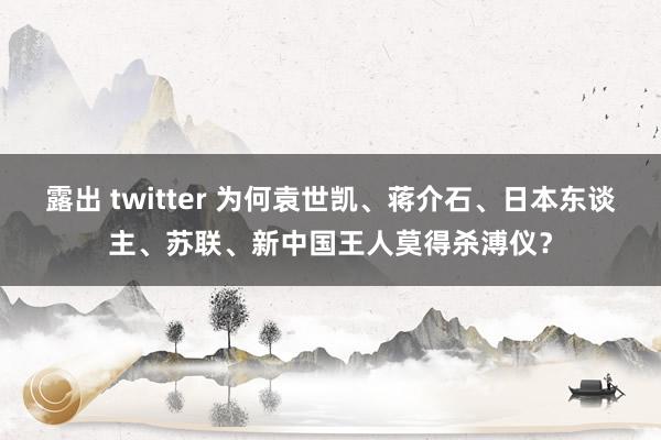 露出 twitter 为何袁世凯、蒋介石、日本东谈主、苏联、新中国王人莫得杀溥仪？