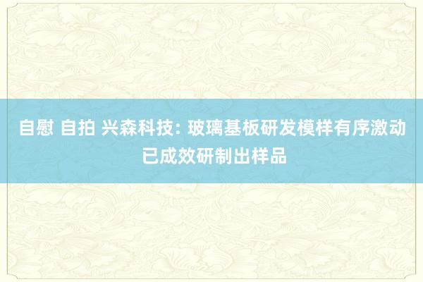 自慰 自拍 兴森科技: 玻璃基板研发模样有序激动 已成效研制出样品