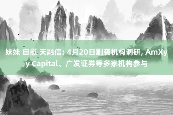 妹妹 自慰 天融信: 4月20日剿袭机构调研， AmXyy Capital、广发证券等多家机构参与