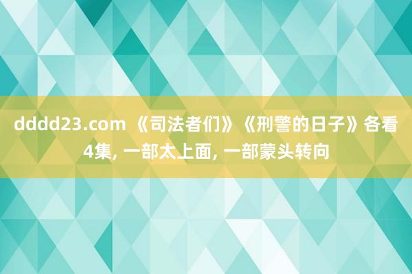 dddd23.com 《司法者们》《刑警的日子》各看4集， 一部太上面， 一部蒙头转向