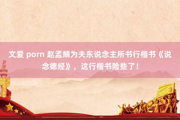 文爱 porn 赵孟頫为夫东说念主所书行楷书《说念德经》，这行楷书险些了！